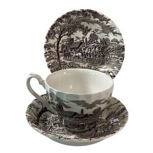 Royal Mail Myott Two Fruit Dessert Bowls One Tea Cup Brown